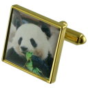 【送料無料】メンズアクセサリ— パンダゴールドスクエアカフリンクスpanda gold square cufflinks with engraved...