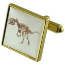 【送料無料】メンズアクセサリ— ゴールドスクエアカフリンクスdinosaur gold square cufflinks with engraved...