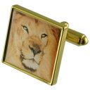 【送料無料】メンズアクセサリ— ライオンゴールドスクエアカフリンクスzoo lion gold square cufflinks with engr...