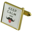【送料無料】メンズアクセサリ— ヒゲゴールドスクエアカフリンクスmoustache gold square cufflinks with engra...