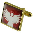 【送料無料】メンズアクセサリ— ゴールドスクエアカフリンクスangel gold square cufflinks with engraved pe...