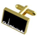 【送料無料】メンズアクセサリ- パリスカイラインカフスボタンメッセージボックスparis skyline goldtone cufflinks engraved message box