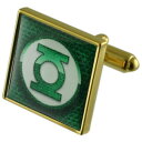 【送料無料】メンズアクセサリ— グリーンランタンゴールドスクエアカフリンクスgreen lantern gold square cufflinks ...