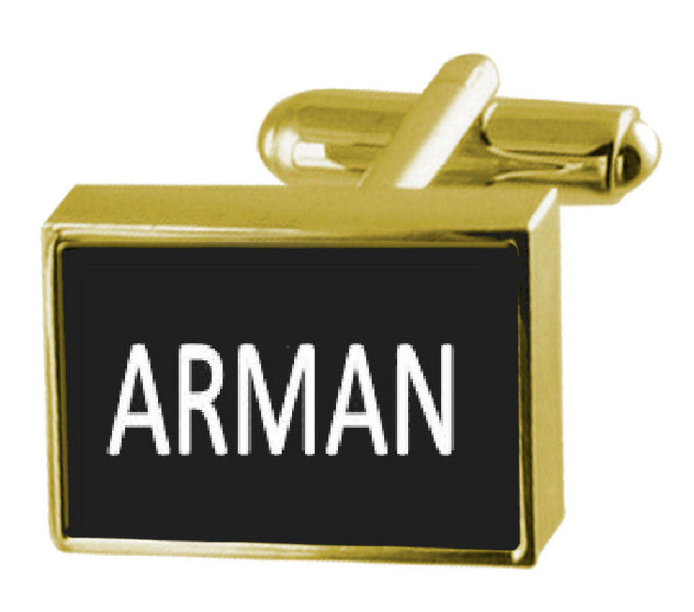 【送料無料】メンズアクセサリ—　ボックスカフリンクスengraved box goldtone cufflinks name arman