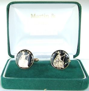 【送料無料】メンズアクセサリ—　ブラックコインカフリンクス