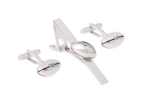 【送料無料】メンズアクセサリ?　ラグビーボールタイバークリップセットオニキスアートロンドンrugby ball tie bar clip and cufflink set by onyx art london boxed