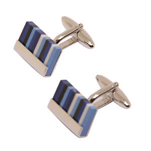 【送料無料】メンズアクセサリ—　ソフォスプレゼンテーションボックスカフスリンクsophos blue tone resin stripe rectangular cufflinks in presentation gift box