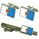 【送料無料】メンズアクセサリ— アリカンテスペインフラグカフスリンクネクタイピンセットalicante city spain flag cuffli...