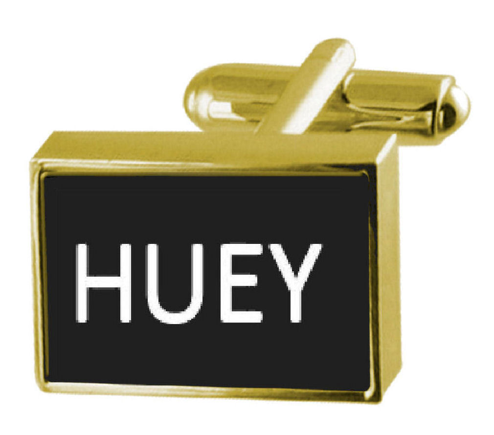 【送料無料】メンズアクセサリ—　ボックスカフリンクスengraved box goldtone cufflinks name huey