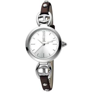 【送料無料】腕時計 ウォッチ キャバリロゴベラペレシルバースリムorologio donna just cavalli logo jc1l009l0115 vera pelle marrone silver slim