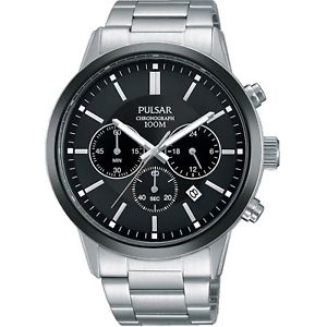 ̵ӻסåץ쥹ޥ֥åƥ쥹륯Υե顼२ꥢpulsar hombre acero inoxidable negro crongrafo esfera reloj pt3747x1