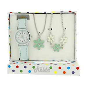 腕時計　ウォッチ　キッズジュエリーネックレスブレスレットセットリレーションrelda kids azul flor joyera, reloj, collar, pulsera girls gift set rel25