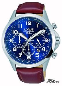 【送料無料】腕時計 ウォッチ ナイツアラームブラウンベルトクロノグラフlorus caballeros reloj esfera azul, correa marrn, crongrafo rt379fx9 2 ao de garanta