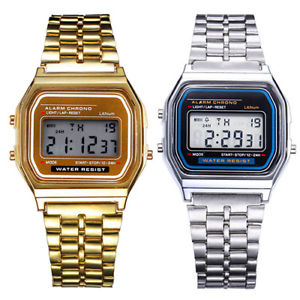 腕時計　ウォッチ　ナイツデジタルメタルブレスレットクォーツレトロアラームcaballeros seora reloj de pulsera digital con metal pulsera led quartz retro reloj