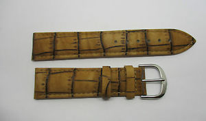【送料無料】腕時計 ウォッチ クロコダイルベージュブレスレットbracelet montre en cuir facon crocodile couleur beige fonce t 20mm