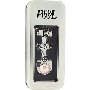 【送料無料】腕時計　ウォッチ　レディースピンクシルバートーンクロックネックレスpwl damas esfera rosa reloj de tono plata 30 collar con corazn encantos