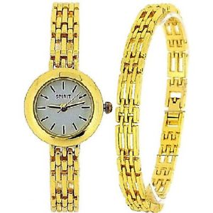 楽天hokushin【送料無料】腕時計　ウォッチ　アナログアラームブレスレットセットspirit anlogo de las seoras reloj dorado amp; pulsera set de regalo aspl52