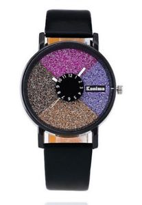 【送料無料】腕時計　ウォッチ　reloj de pulsera negro con incrustaciones de strass multicolor, original