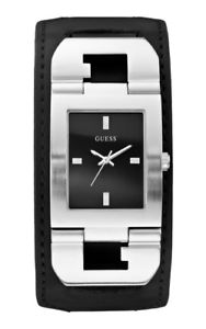 【送料無料】腕時計 ウォッチ アラームレディースブラックレザーguess reloj cuffed w0066g1 ancho seores reloj de pulsera cuero negro
