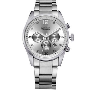 腕時計　ウォッチ　ファッションクォーツベルトクロノアラームmegir velocita chrono reloj para hombre de cuarzo de moda de metal w metal correa en plata