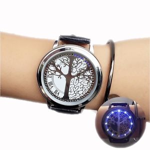 【送料無料】腕時計　ウォッチ　タッチスクリーンウォッチウォッチmujeres personalidad creativa cielo estrellas led normal de cuero reloj de pantalla tctil de relojes