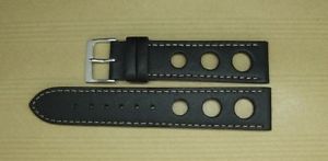 【送料無料】腕時計　ウォッチ　ブレスレットレーシンググロノワールヌフベージュbracelet racing gros trous en cuir noir neuf taille 20 surpique beige