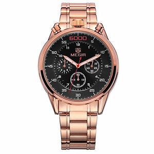 ̵ӻסåΥեƥ쥹륯megir 3005g men 24 hours 6 hands chronograph stainless steel quartz watch