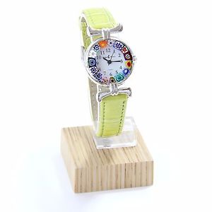 【送料無料】腕時計　ウォッチ　オロロジオディムラノウォッチorologio donna acciaio pelle watch in vetro di murano murrina millefiori