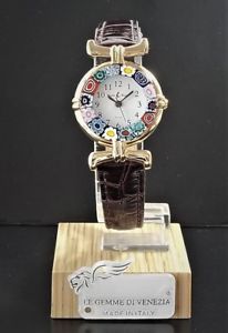 【送料無料】腕時計 ウォッチ オロロジオディムラノウォッチorologio donna dorato pelle watch in vetro di murano murrina millefiori
