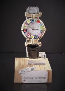 【送料無料】腕時計　ウォッチ　ドナディムラノウォッチorologio donna acciaio pelle nera watch in vetro di murano murrina millefiori