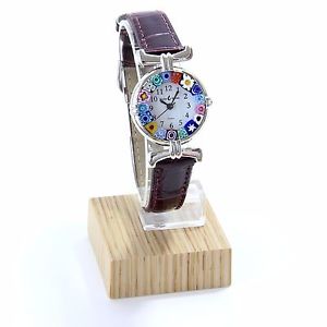 【送料無料】腕時計 ウォッチ オロロジオディムラノウォッチorologio donna acciaio pelle watch in vetro di murano murrina millefiori