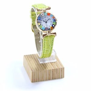【送料無料】腕時計 ウォッチ オロロジオディムラノウォッチorologio donna dorato pelle watch in vetro di murano murrina millefiori