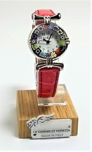 【送料無料】腕時計 ウォッチ オロロジオディムラノウォッチorologio donna acciaio pelle watch in vetro di murano murrina millefiori