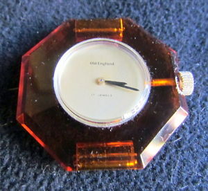 【送料無料】腕時計　ウォッチ　オレンジアクリルオールドイングランドamber octogonal acrlico old england reloj original dcada de 1960 wind up nos