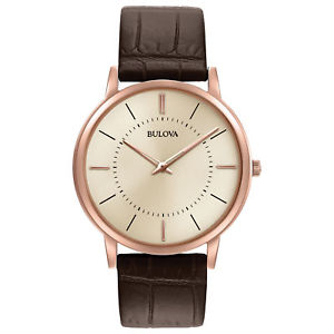 【送料無料】腕時計　ウォッチ　クラシックローズゴールドブラウンストラップウォッチbulova clsico oro rosa correa marrn de cuero reloj para hombres