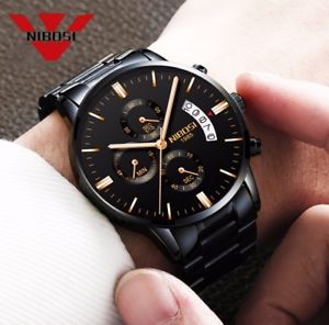 【送料無料】腕時計　ウォッチ　カジュアルドレススチールクオーツvestido informal de acero negro militar cuarzo reloj regalo especial para amante todo el mundo