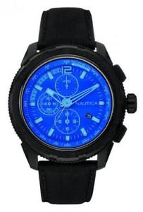 【送料無料】腕時計 ウォッチ クロックマンナイクロノレザーサブメートルreloj hombre nautica nt 647 nai21504g chrono cuero negro azul sub 100mt nuevo
