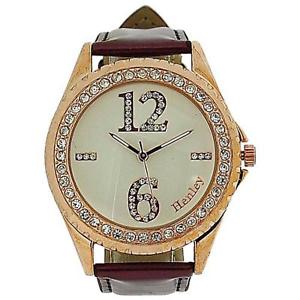 腕時計　ウォッチ　レディピンククリスタルビーズゴールドワインhenley para dama oro rosa cristal esfera perlado vino reloj de pulsera h0607110