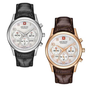 【送料無料】腕時計 ウォッチ スイススチールレザーブレスレットクロックreloj mujer navalus de swiss military hanowa en acero y pulsera de cuero