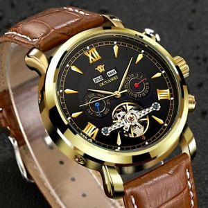 腕時計　ウォッチ　アラームrelojes hombres de lujo automtico reloj hombres reloj de cuero relogio masculin