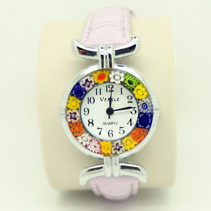 腕時計　ウォッチ　ムラノガラスヴェニスクオーツリラパープルmurano vidrio reloj de cuarzo desde venecia con millefiori amp; lila prpura