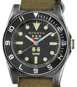 楽天hokushin【送料無料】腕時計　ウォッチ　メンズテストオリーブナイロンブレスレット mens benrus h6 military tested limited olive nylon bracelet fast amp; free