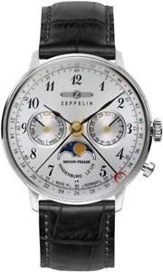 【送料無料】腕時計　ウォッチ　ツェッペリンヒンデンブルクムーンフェイズシルバーブラックウォッチzeppelin hindenburg luna fase lz129 reloj de pulsera plata negro