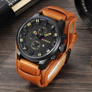【送料無料】腕時計 ウォッチ カジュアルスポーツレザーストラップreloj pulsera para hombres reloj de cuarzo deportivo informal correa de cuero militar reloj masculino