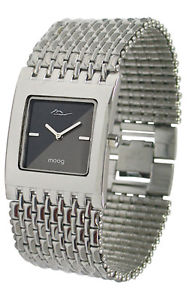 【送料無料】腕時計 ウォッチ パリノワールブレスレットmoog paris montre femme avec cadran noir, bracelet argent en acier inoxydable