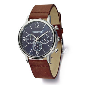 腕時計　ウォッチ　フレッドベネットクロノグラフブラウンレザーストラップアンプfred bennett crongrafo reloj con correa de cuero marrn amp; esfera azul 