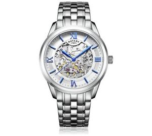 【送料無料】腕時計 ウォッチ ロータリーシルバーステンレススチールスケルトンクロックgenuine rotary gs0309553 hombre esqueleto reloj de acero inoxidable en plata rrp 170