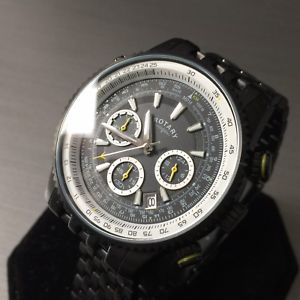 腕時計　ウォッチ　ロータリスチールブラックホワイトクロノグラフpara hombres reloj rotary navitimer crongrafo fecha de acero negro blanco genuino