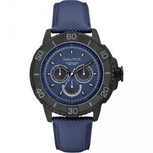 【送料無料】腕時計 ウォッチ ブルネロサブメートルorologio uomo nautica nst 501 a18644g multifunzione pelle blu nero sub 100mt