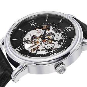 【送料無料】腕時計　ウォッチ　ステンレスタイミングベルトスチールスケルトンクロックsthurling hombres 458g2 acero inoxidable reloj esqueleto con extra correa de